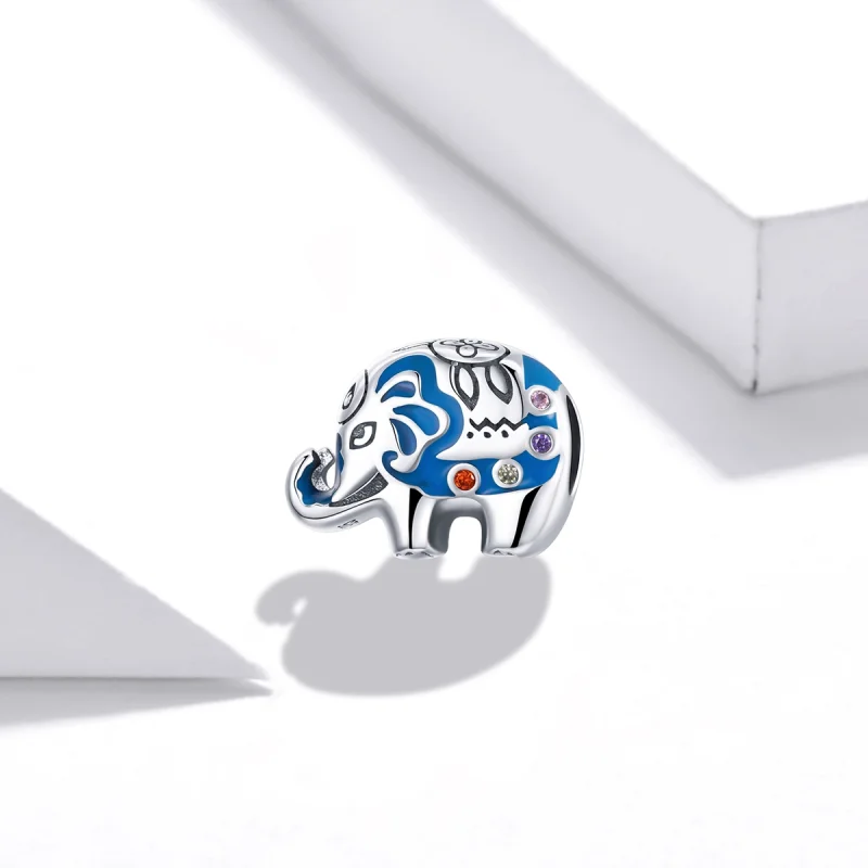 (Bild für) Charm-Anhänger „Bunter schöner Elefant“ im Pandora-Stil aus Silber - SCC1821 - Ansicht 2