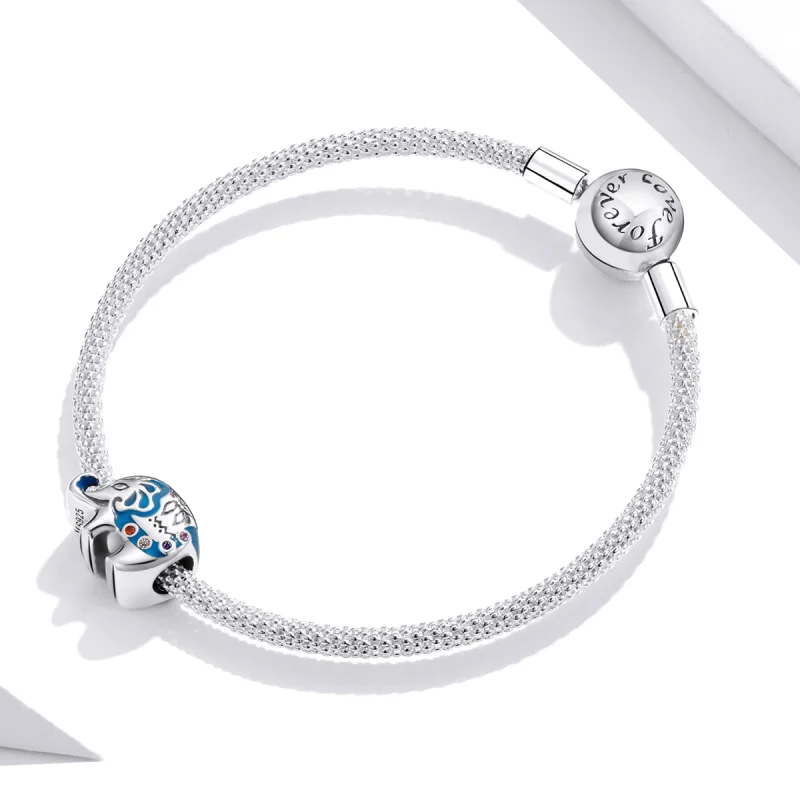 (Bild für) Charm-Anhänger „Bunter schöner Elefant“ im Pandora-Stil aus Silber - SCC1821 - Ansicht 3