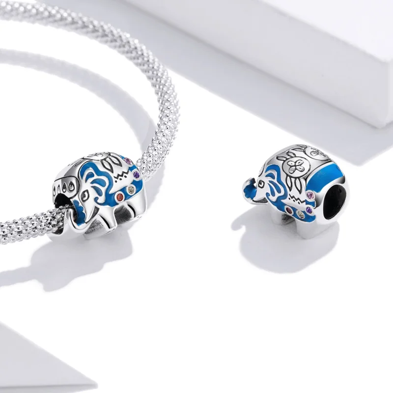 (Bild für) Charm-Anhänger „Bunter schöner Elefant“ im Pandora-Stil aus Silber - SCC1821 - Ansicht 4