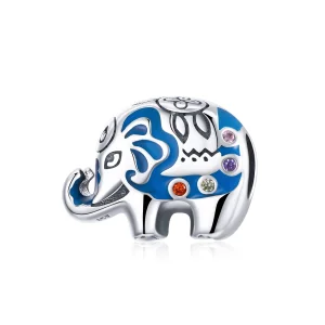 (Bild für) Charm-Anhänger „Bunter schöner Elefant“ im Pandora-Stil aus Silber - SCC1821