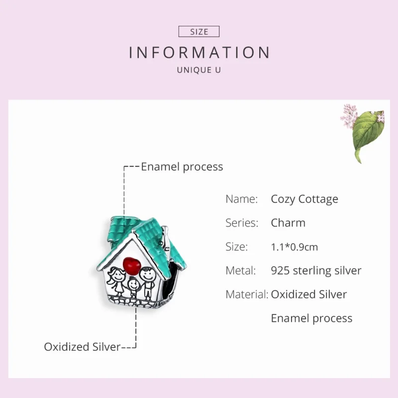 (Bild für) Charm-Anhänger „Cosy Cottage“ aus Silber im Pandora-Stil - SCC1518 - Ansicht 7