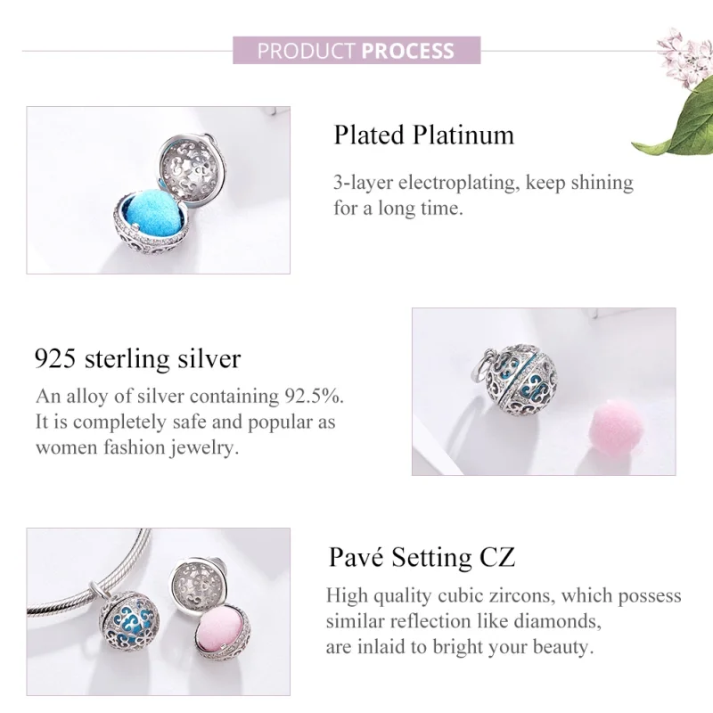 (Bild für) Charm-Anhänger „Duftende Kugel“ im Pandora-Stil aus Silber - SCC1198 - Ansicht 4