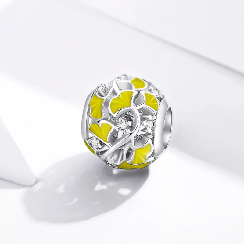 (Bild für) Charm-Anhänger „Eleganter Ginkgo-Blätter“ im Pandora-Stil aus Silber - BSC334 - Ansicht 2