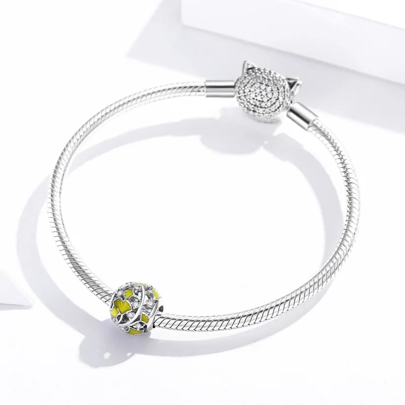 (Bild für) Charm-Anhänger „Eleganter Ginkgo-Blätter“ im Pandora-Stil aus Silber - BSC334 - Ansicht 3