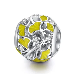 (Bild für) Charm-Anhänger „Eleganter Ginkgo-Blätter“ im Pandora-Stil aus Silber - BSC334