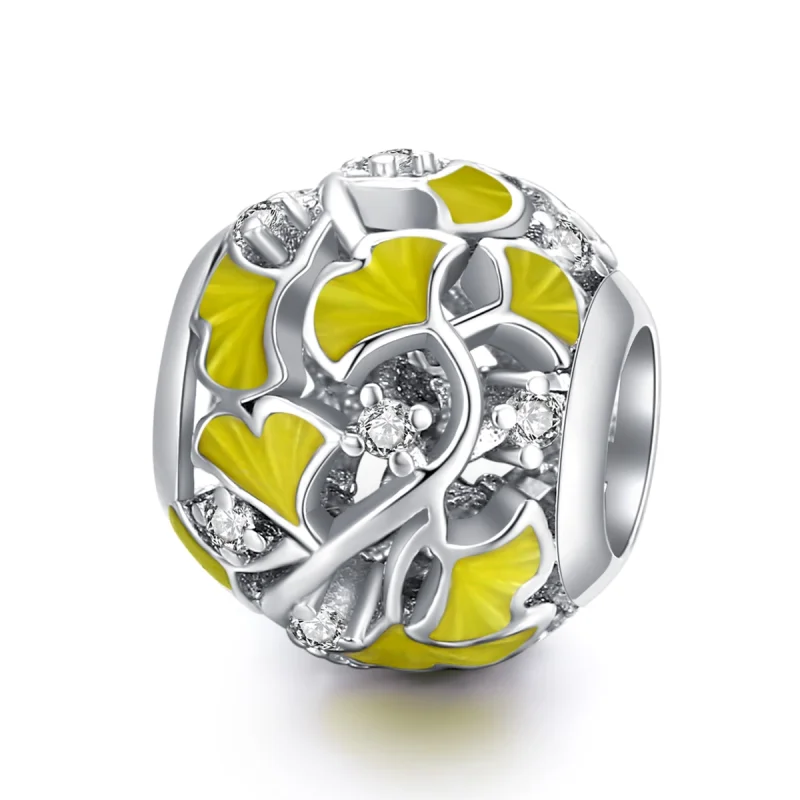 (Bild für) Charm-Anhänger „Eleganter Ginkgo-Blätter“ im Pandora-Stil aus Silber - BSC334