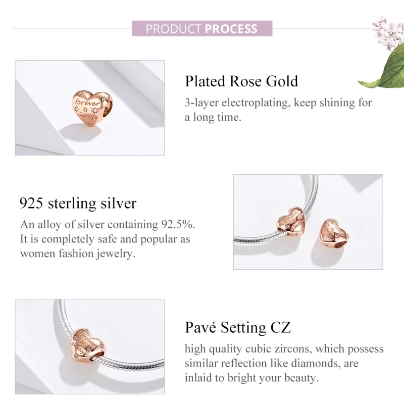 (Bild für) Charm-Anhänger „Für immer und ewig“ im Pandora-Stil aus Roségold - SCC1223 - Ansicht 4
