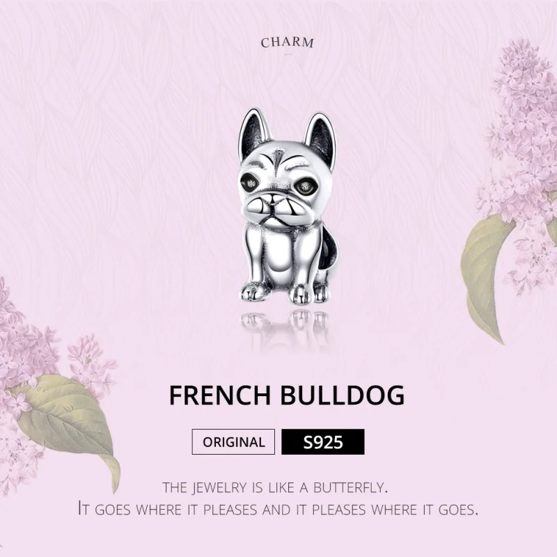 (Bild für) Charm-Anhänger „Französische Bulldogge“ aus Silber im Pandora-Stil - SCC1306 - Ansicht 3