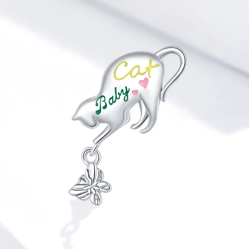 (Bild für) Charm-Anhänger „Freche Katze“ aus Silber im Pandora-Stil - SCC1678 - Ansicht 2