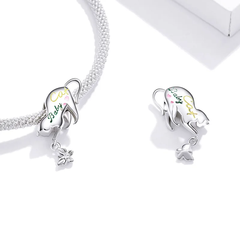 (Bild für) Charm-Anhänger „Freche Katze“ aus Silber im Pandora-Stil - SCC1678 - Ansicht 4
