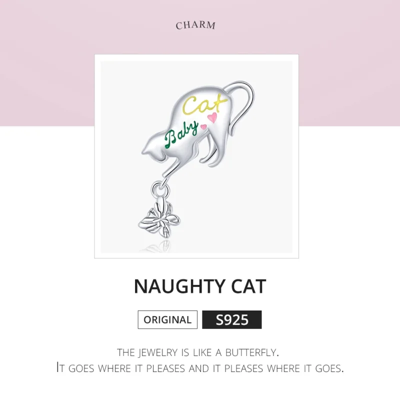 (Bild für) Charm-Anhänger „Freche Katze“ aus Silber im Pandora-Stil - SCC1678 - Ansicht 6