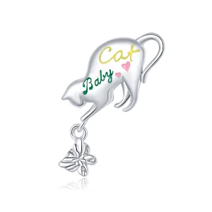 (Bild für) Charm-Anhänger „Freche Katze“ aus Silber im Pandora-Stil - SCC1678