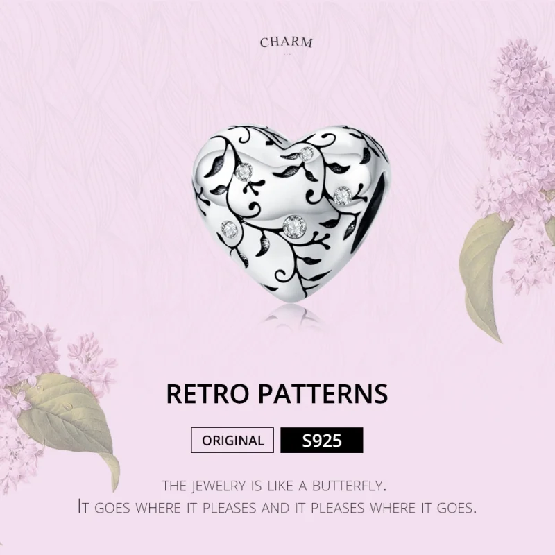 (Bild für) Charm-Anhänger im Pandora-Stil aus Silber mit Retro-Mustern - SCC1323 - Ansicht 6