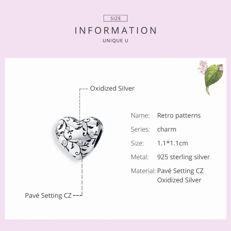 (Bild für) Charm-Anhänger im Pandora-Stil aus Silber mit Retro-Mustern - SCC1323 - Ansicht 7