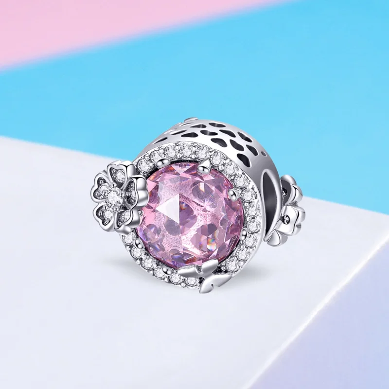(Bild für) Charm-Anhänger im Pandora-Stil in Silber mit rosa Geschmack - SCC904 - Ansicht 2