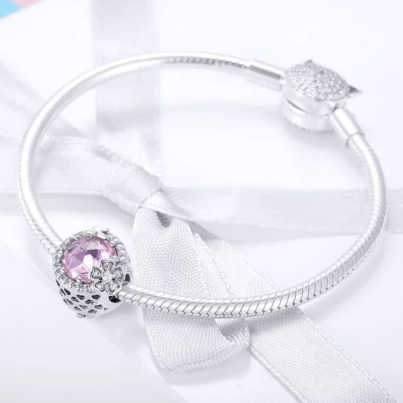 (Bild für) Charm-Anhänger im Pandora-Stil in Silber mit rosa Geschmack - SCC904 - Ansicht 3