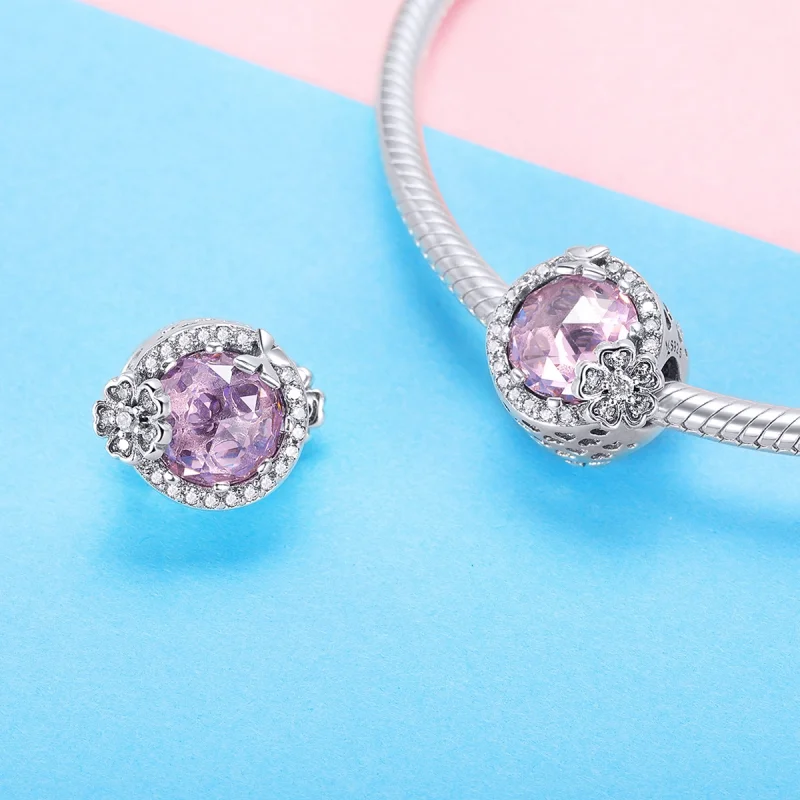 (Bild für) Charm-Anhänger im Pandora-Stil in Silber mit rosa Geschmack - SCC904 - Ansicht 4