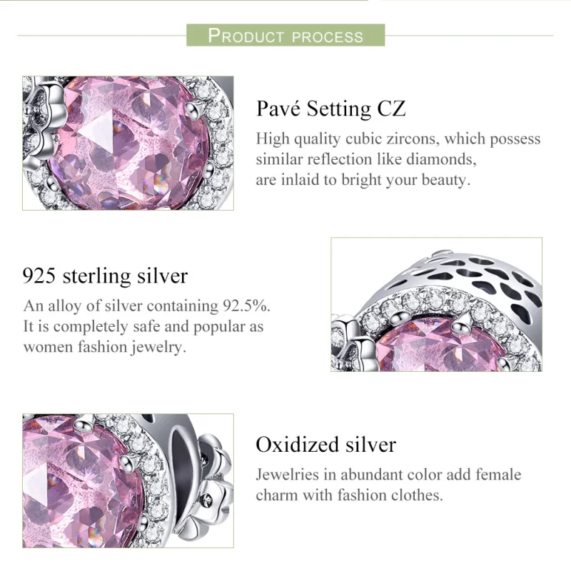 (Bild für) Charm-Anhänger im Pandora-Stil in Silber mit rosa Geschmack - SCC904 - Ansicht 7