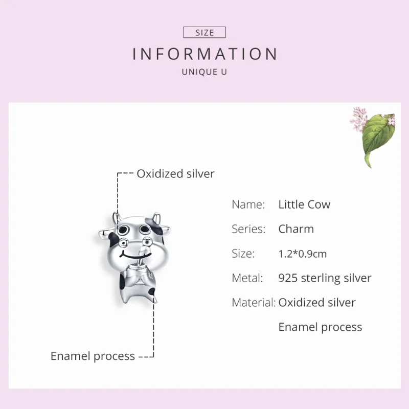 (Bild für) Charm-Anhänger „Kleine Kuh“ im Pandora-Stil aus Silber - SCC1574 - Ansicht 7
