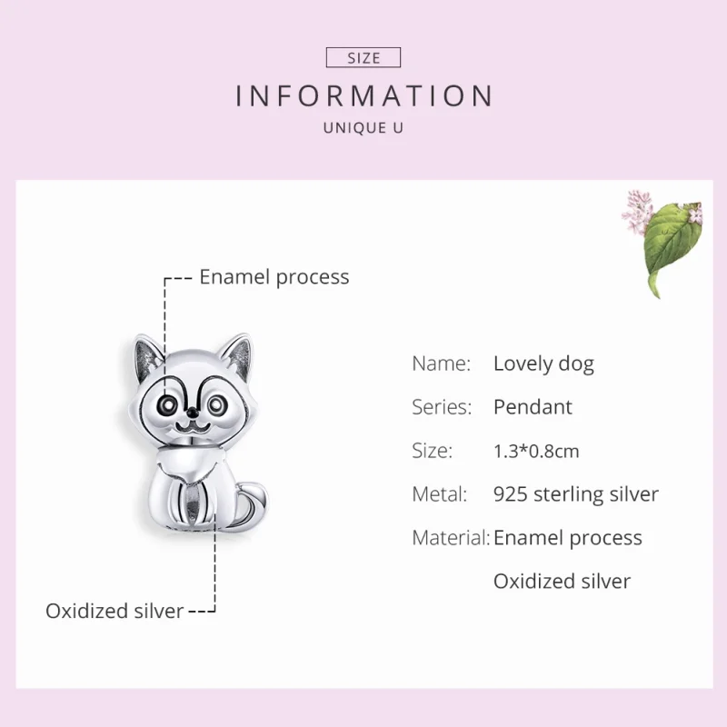 (Bild für) Charm-Anhänger „Lovely Dog“ aus Silber im Pandora-Stil - SCC1829 - Ansicht 7