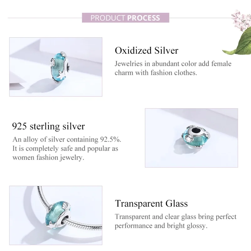 (Bild für) Charm-Anhänger „Meereswelt“ aus Muranoglas im Pandora-Stil in Silber - SCC1257 - Ansicht 2