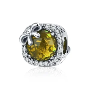 (Bild für) Charm-Anhänger mit gelber Schleife im Pandora-Stil, Silberpavé - SCC1058-YE