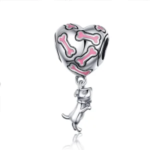 (Bild für) Charm-Anhänger „Niedlicher Welpe“ im Pandora-Stil aus Silber - SCC1199