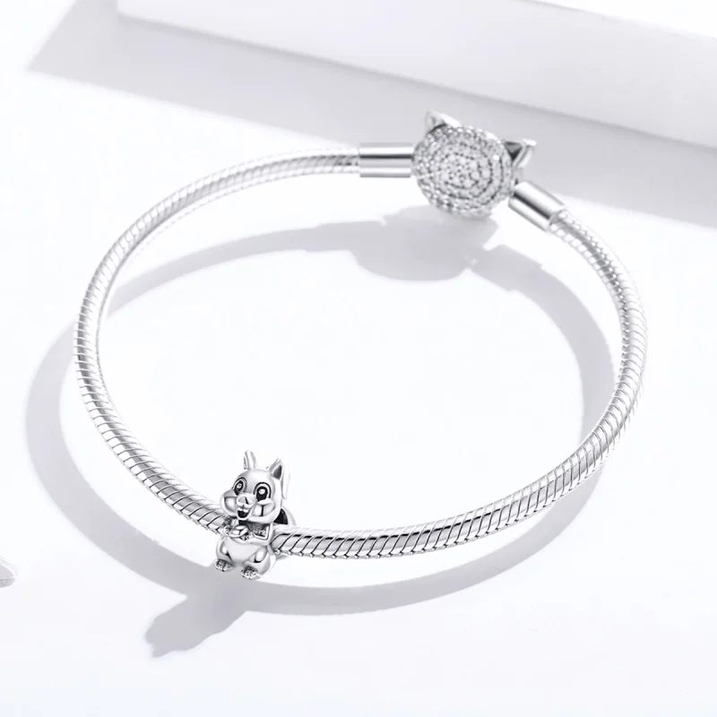 (Bild für) Charm-Anhänger „Niedliches Eichhörnchen“ im Pandora-Stil aus Silber - BSC338 - Ansicht 3