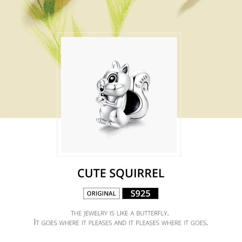(Bild für) Charm-Anhänger „Niedliches Eichhörnchen“ im Pandora-Stil aus Silber - BSC338 - Ansicht 6