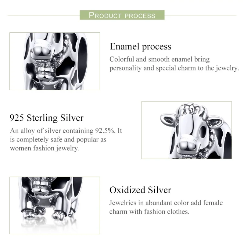 (Bild für) Charm-Anhänger „Niedliches Vieh“ im Pandora-Stil aus Silber - SCC1049 - Ansicht 4