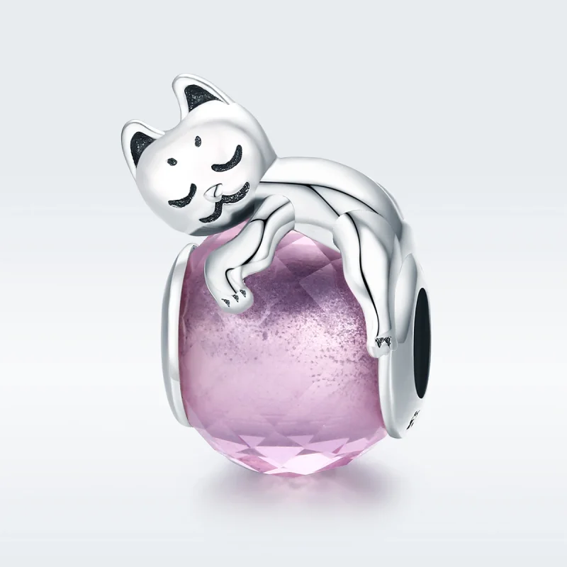 (Bild für) Charm-Anhänger „Schlafende Katze“ im Pandora-Stil aus Silber - SCC447 - Ansicht 2