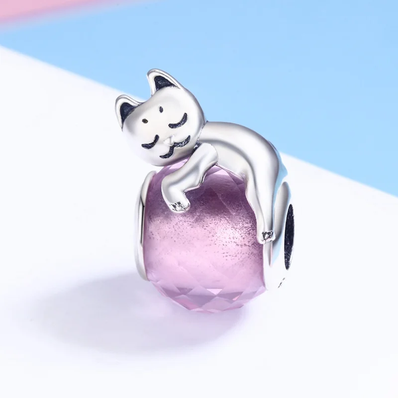 (Bild für) Charm-Anhänger „Schlafende Katze“ im Pandora-Stil aus Silber - SCC447 - Ansicht 3