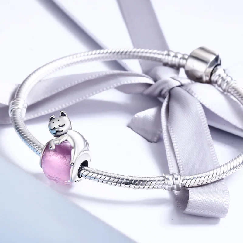 (Bild für) Charm-Anhänger „Schlafende Katze“ im Pandora-Stil aus Silber - SCC447 - Ansicht 4