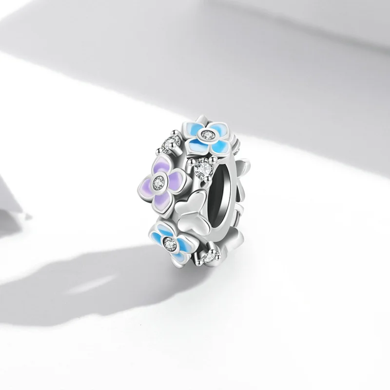 (Bild für) Charm-Anhänger „Schmetterling, Liebesblume“ im Pandora-Stil - SCC2063 - Ansicht 2