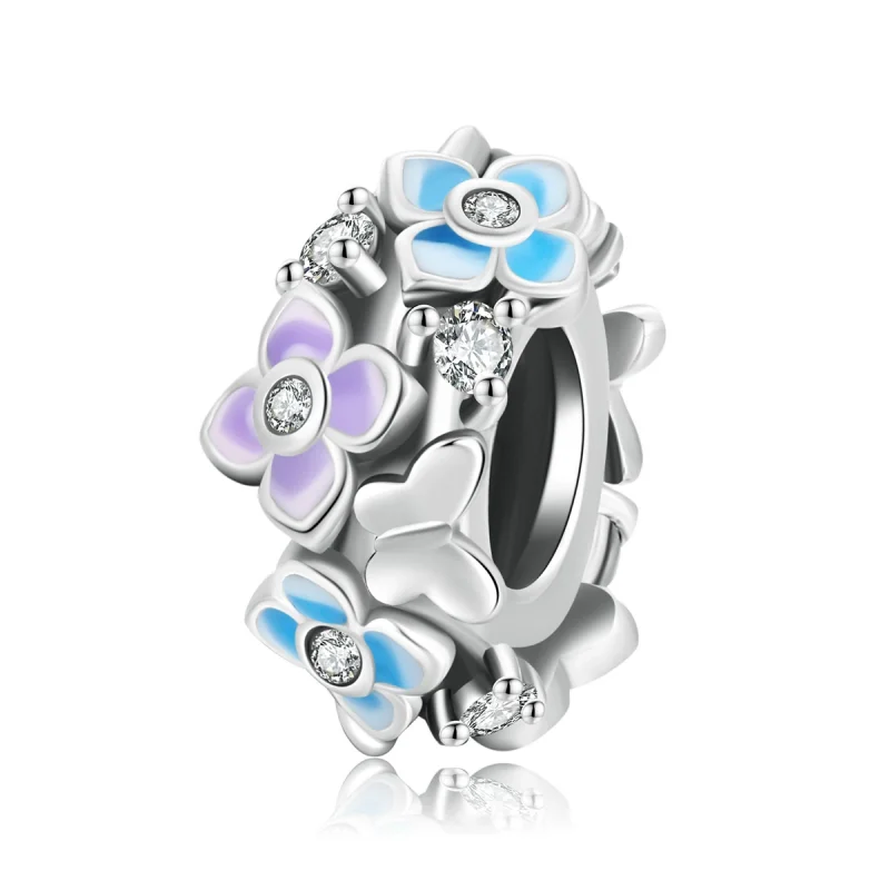(Bild für) Charm-Anhänger „Schmetterling, Liebesblume“ im Pandora-Stil - SCC2063