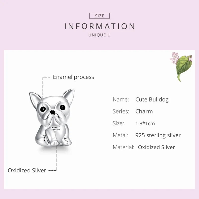 (Bild für) Charm-Anhänger „Süße Frenchie-Bulldogge“ im Pandora-Stil aus Silber - SCC1599 - Ansicht 7