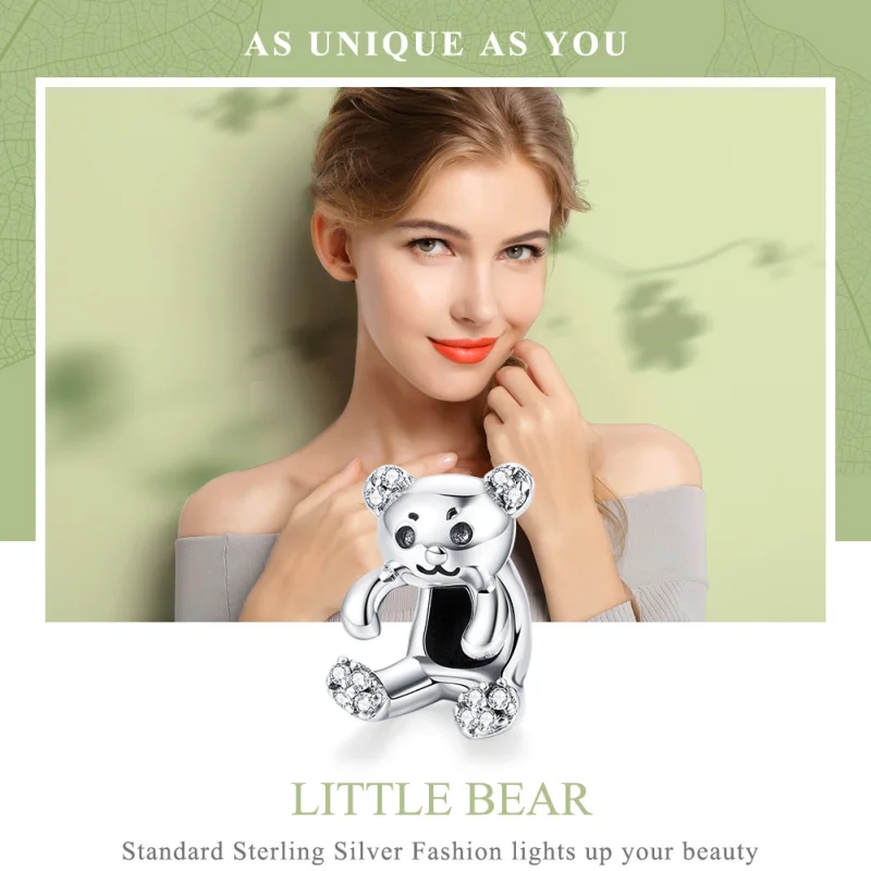 (Bild für) Charm-Anhänger „Süßer Bär“ aus Silber im Pandora-Stil - SCC984 - Ansicht 6