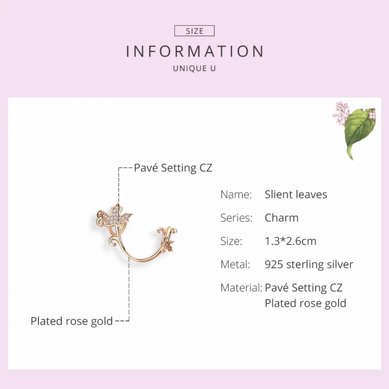 (Bild für) Charm-Anhänger „Slimient Leaves“ im Pandora-Stil aus Roségold - SCC1254 - Ansicht 3