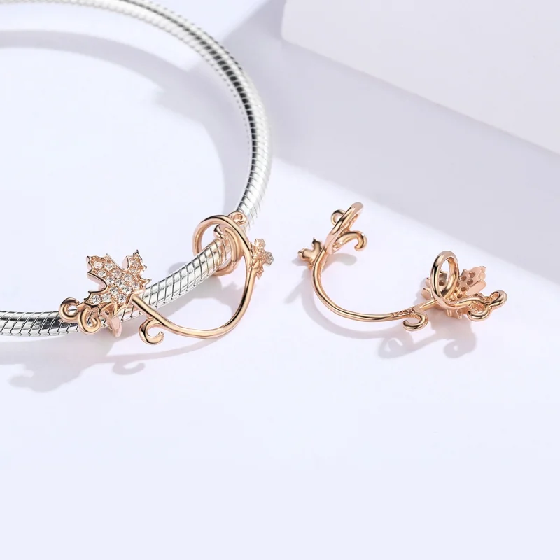 (Bild für) Charm-Anhänger „Slimient Leaves“ im Pandora-Stil aus Roségold - SCC1254 - Ansicht 7