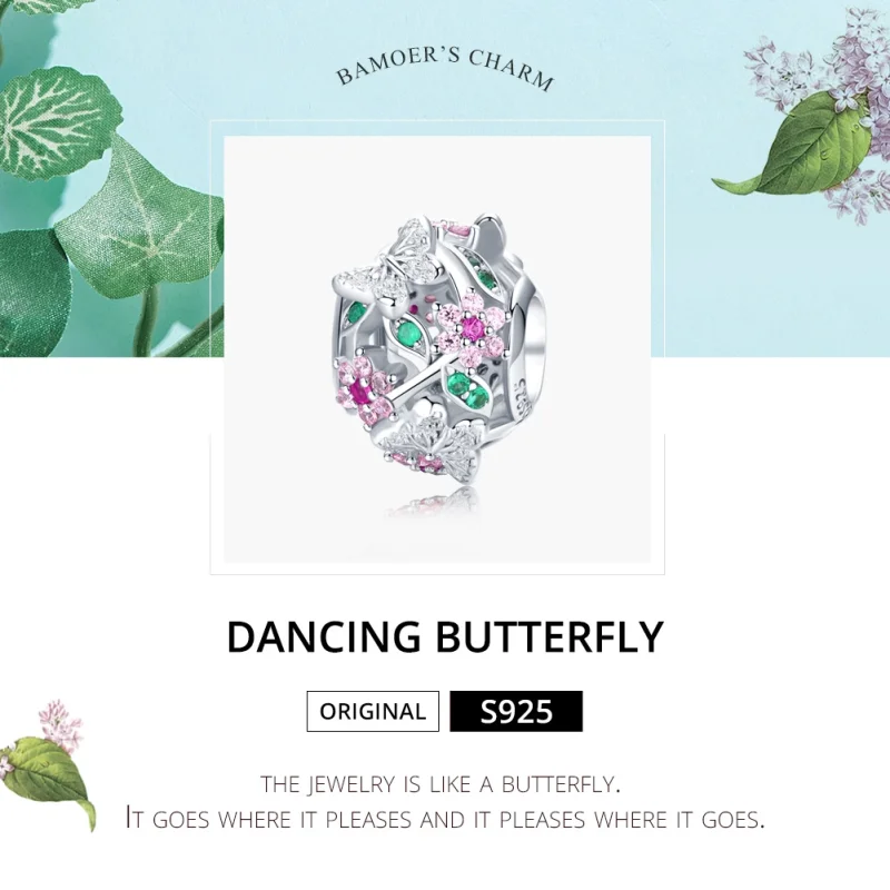 (Bild für) Charm-Anhänger „Tanzender Schmetterling“ im Pandora-Stil aus Silber - BSC116 - Ansicht 6