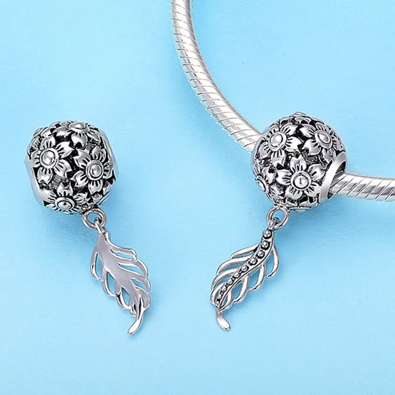 (Bild für) Charm „Blumen und Blätter“ im Pandora-Stil - SCC715 - Ansicht 2