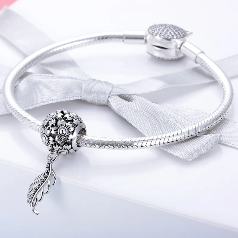 (Bild für) Charm „Blumen und Blätter“ im Pandora-Stil - SCC715 - Ansicht 3