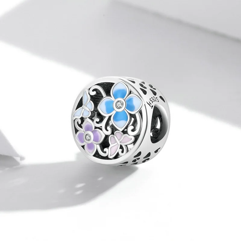 (Bild für) Charm „Blumen und Schmetterlinge“ im Pandora-Stil - SCC2061 - Ansicht 2