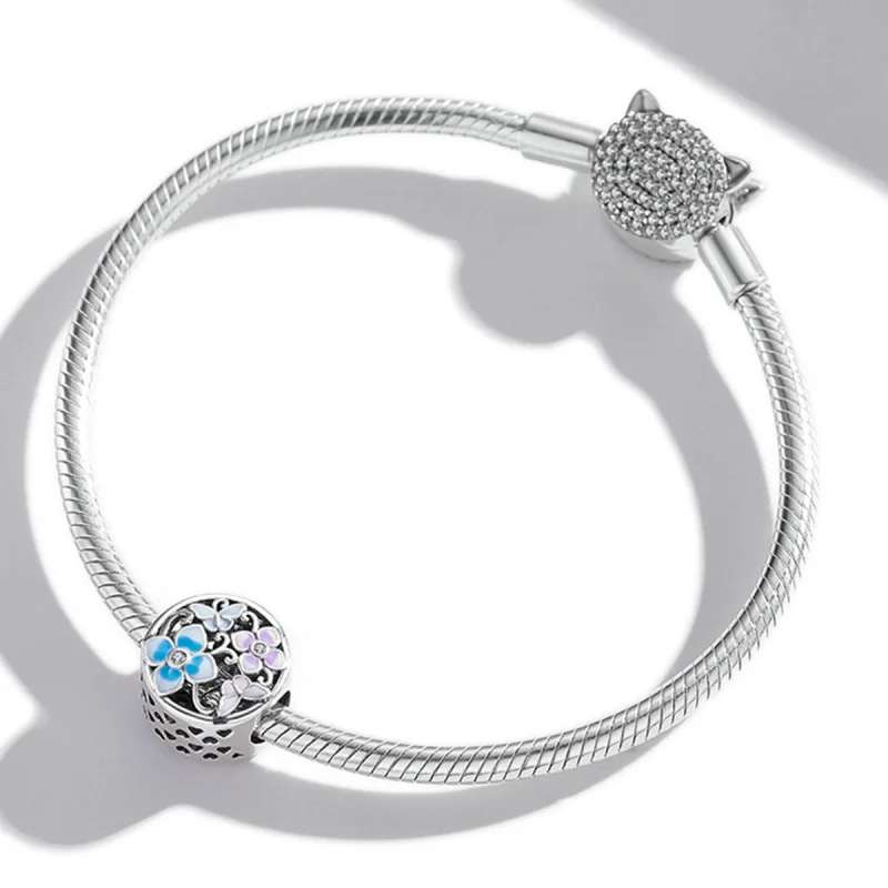 (Bild für) Charm „Blumen und Schmetterlinge“ im Pandora-Stil - SCC2061 - Ansicht 3