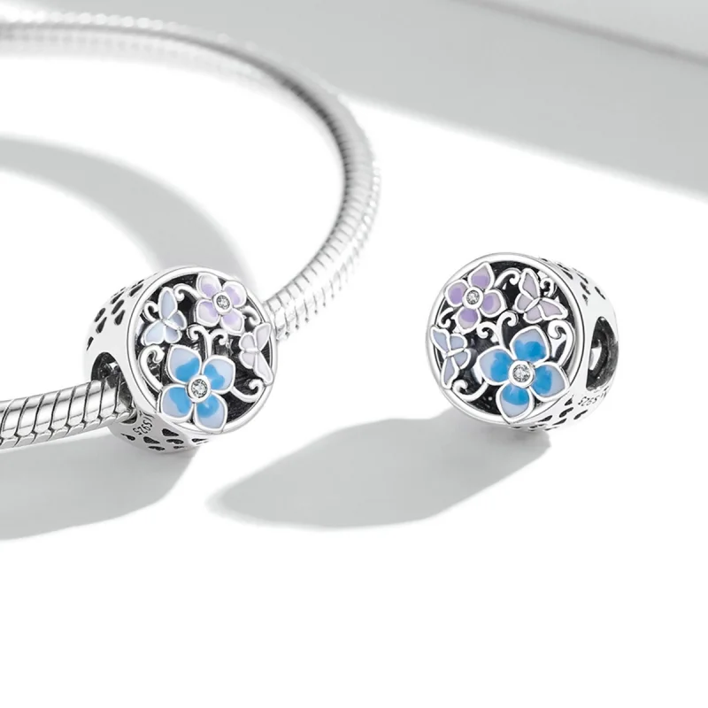 (Bild für) Charm „Blumen und Schmetterlinge“ im Pandora-Stil - SCC2061 - Ansicht 4