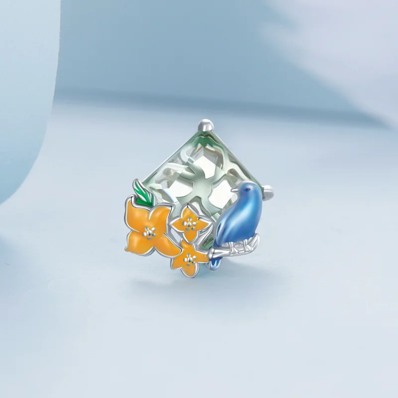(Bild für) Charm „Blumen und Vögel“ im Pandora-Stil - BSC646 - Ansicht 2
