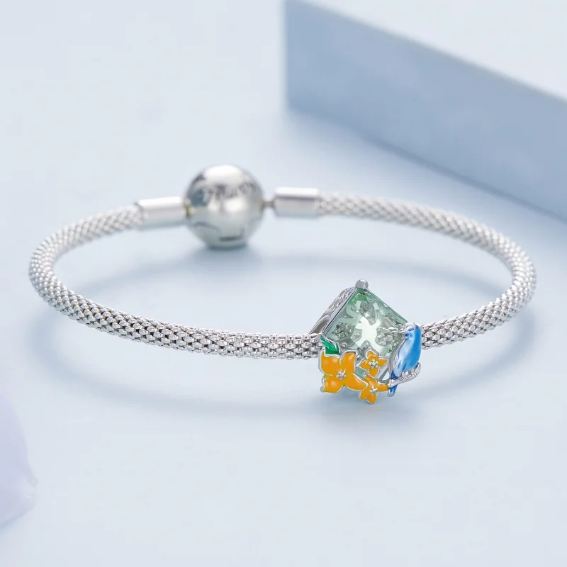 (Bild für) Charm „Blumen und Vögel“ im Pandora-Stil - BSC646 - Ansicht 4