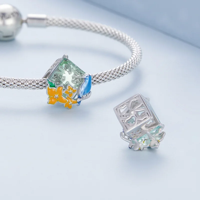 (Bild für) Charm „Blumen und Vögel“ im Pandora-Stil - BSC646 - Ansicht 5