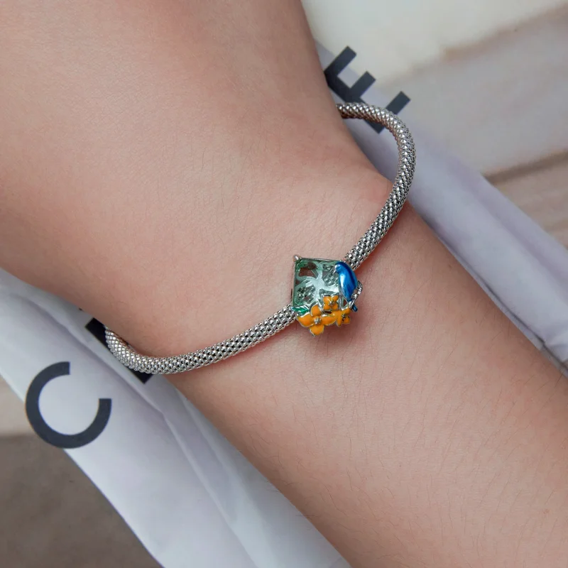 (Bild für) Charm „Blumen und Vögel“ im Pandora-Stil - BSC646 - Ansicht 6