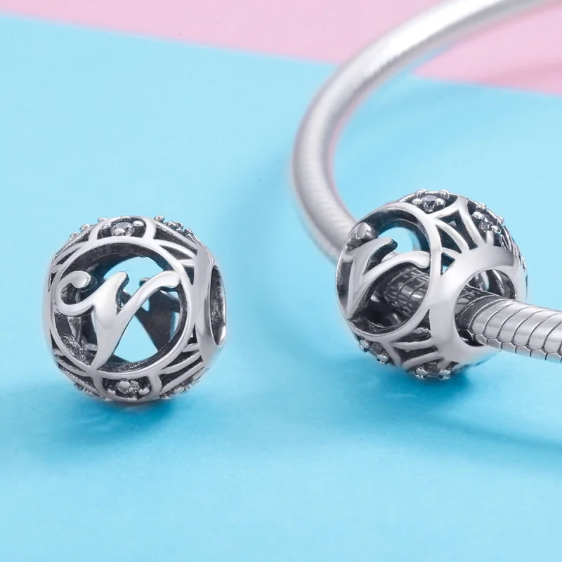 (Bild für) Charm „Buchstabe V“ im Pandora-Stil - SCC738-V - Ansicht 3
